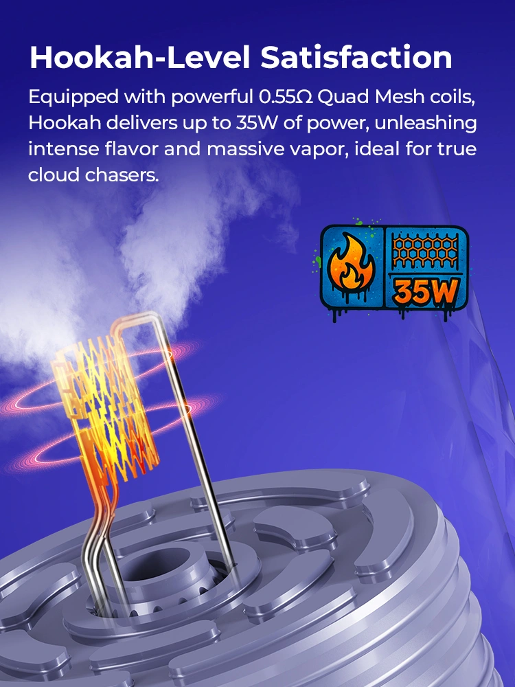 Cewka 0,55Ω Quad Mesh zapewnia intensywny smak i duże chmury jak w hookah